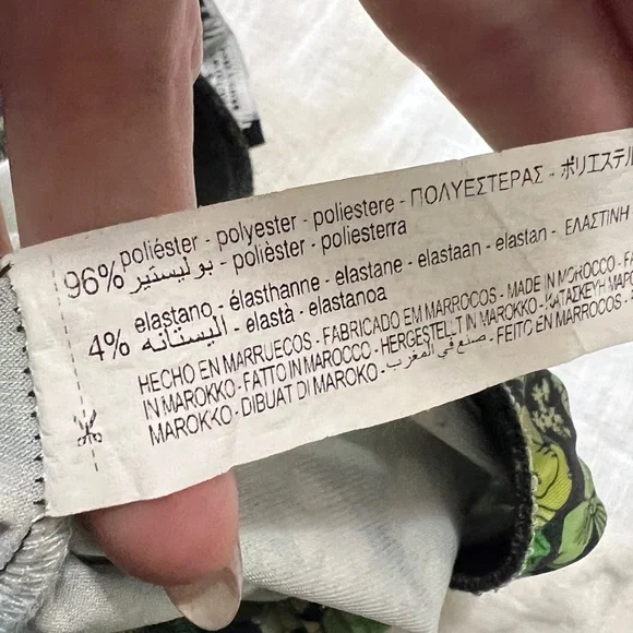 Zara Green Retro Floral Flare Leggings M - Picture 6 of 7